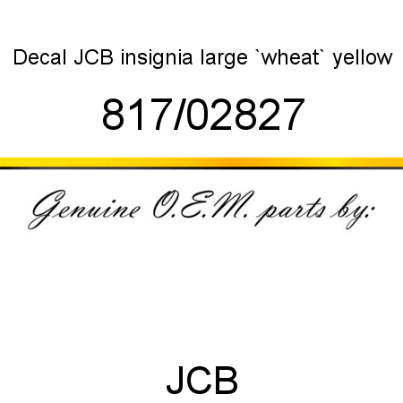 Decal, JCB insignia, large `wheat` yellow 817/02827