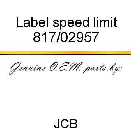 Label, speed limit 817/02957