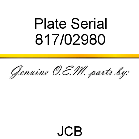 Plate, Serial 817/02980