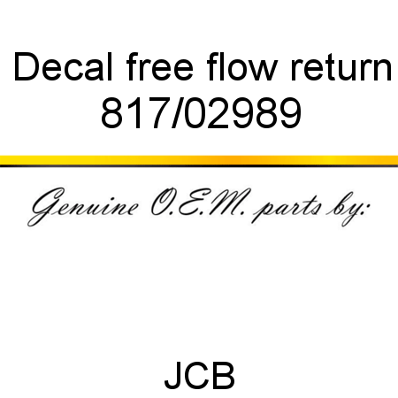 Decal, free flow return 817/02989