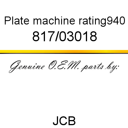 Plate, machine rating,940 817/03018