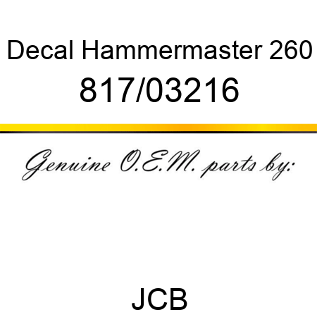 Decal, Hammermaster 260 817/03216