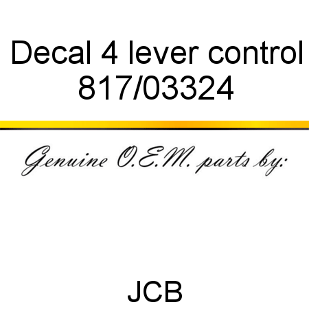Decal, 4 lever control 817/03324