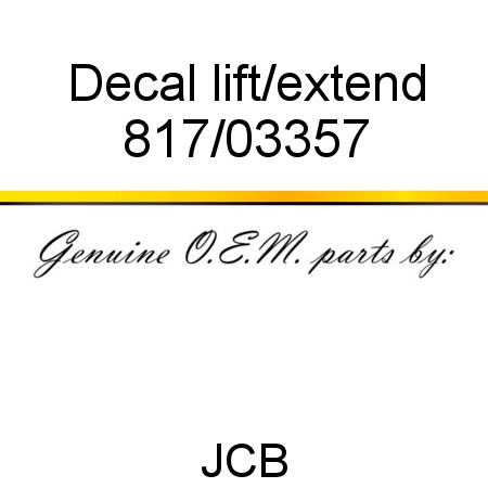 Decal, lift/extend 817/03357