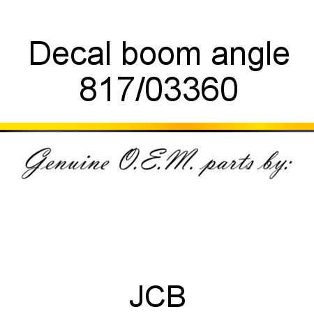 Decal, boom angle 817/03360