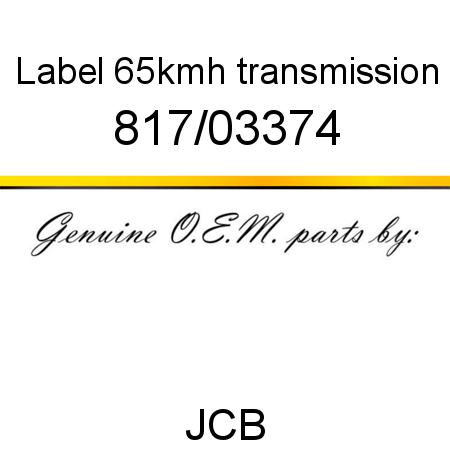 Label, 65kmh transmission 817/03374