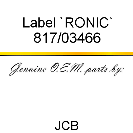 Label, `RONIC` 817/03466