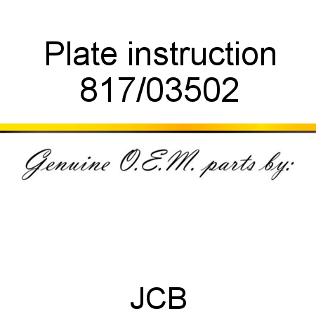Plate, instruction 817/03502