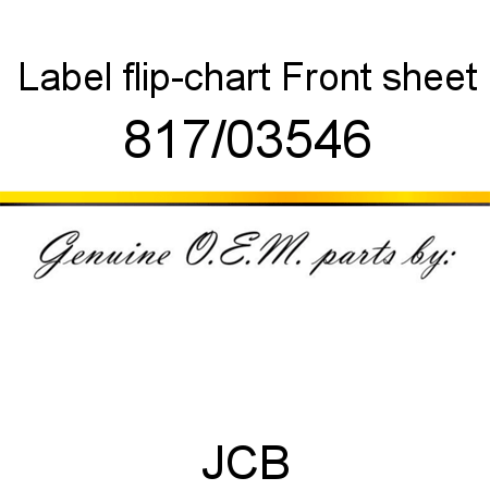 Label, flip-chart, Front sheet 817/03546