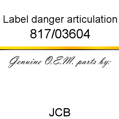 Label, danger articulation 817/03604