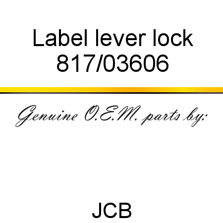 Label, lever lock 817/03606