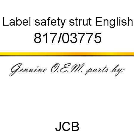 Label, safety strut, English 817/03775
