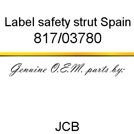 Label, safety strut, Spain 817/03780