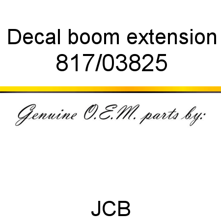 Decal, boom extension 817/03825