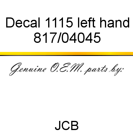 Decal, 1115, left hand 817/04045