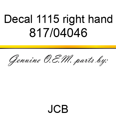 Decal, 1115, right hand 817/04046