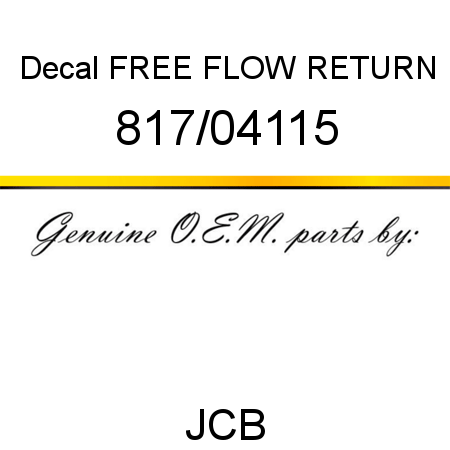 Decal, FREE FLOW RETURN 817/04115
