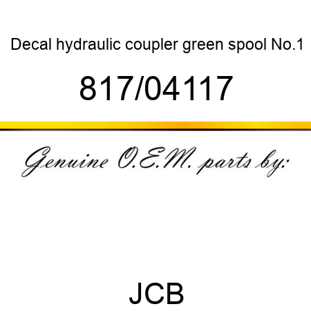 Decal, hydraulic coupler, green, spool No.1 817/04117