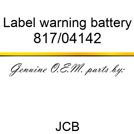 Label, warning, battery 817/04142