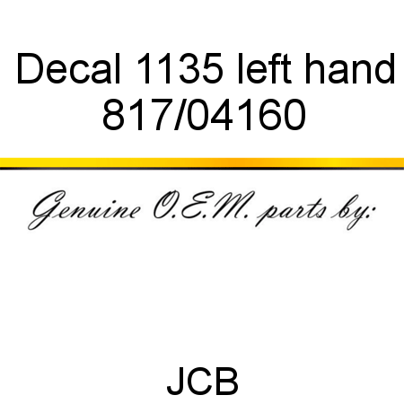 Decal, 1135, left hand 817/04160