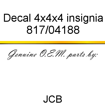 Decal, 4x4x4, insignia 817/04188