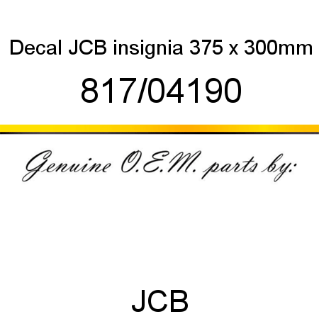 Decal, JCB, insignia 375 x 300mm 817/04190