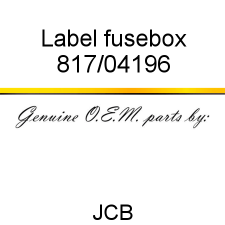 Label, fusebox 817/04196