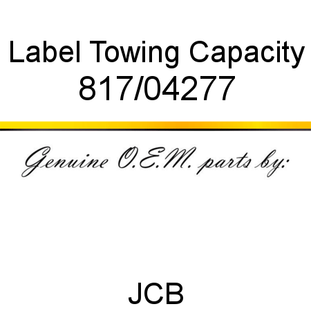 Label, Towing Capacity 817/04277