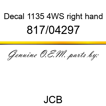 Decal, 1135 4WS, right hand 817/04297