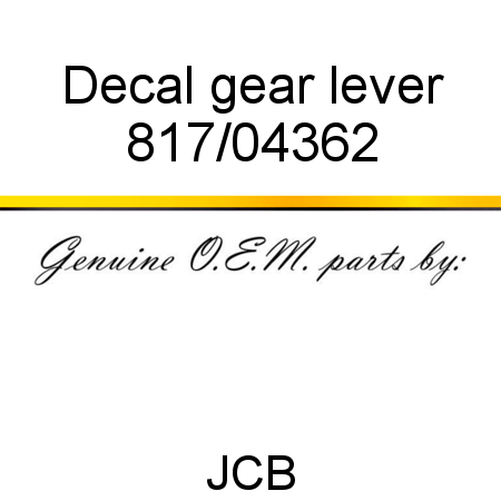 Decal, gear lever 817/04362