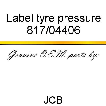 Label, tyre pressure 817/04406