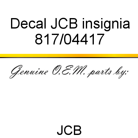 Decal, JCB, insignia 817/04417