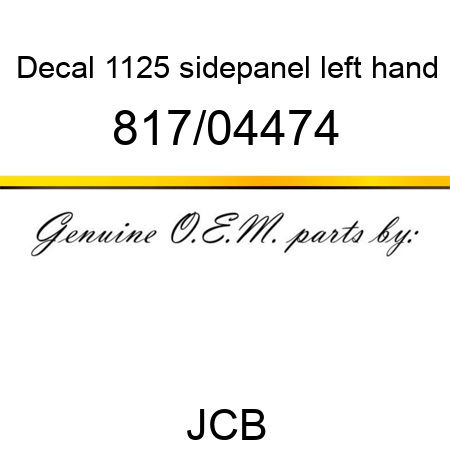 Decal, 1125 sidepanel, left hand 817/04474