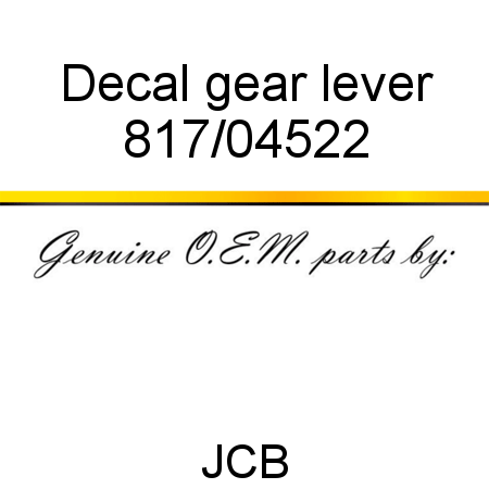 Decal, gear lever 817/04522