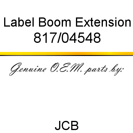 Label, Boom Extension 817/04548