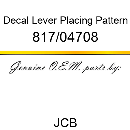 Decal, Lever, Placing Pattern 817/04708