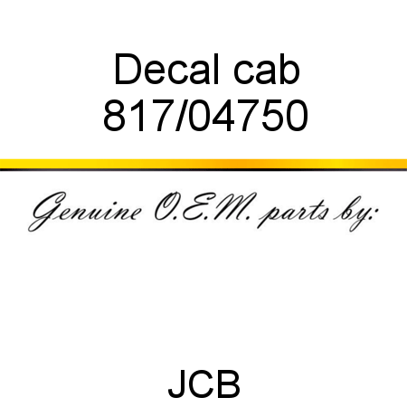 Decal, cab 817/04750