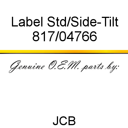 Label, Std/Side-Tilt 817/04766
