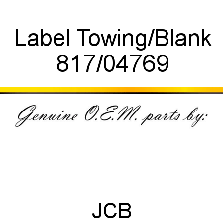 Label, Towing/Blank 817/04769