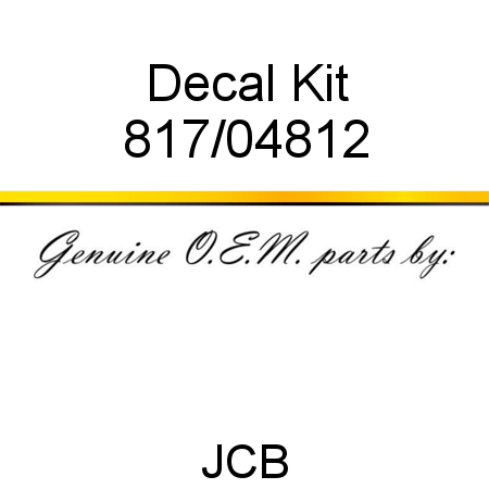 Decal, Kit 817/04812