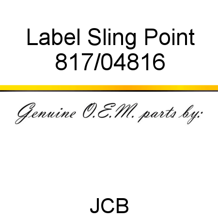 Label, Sling Point 817/04816