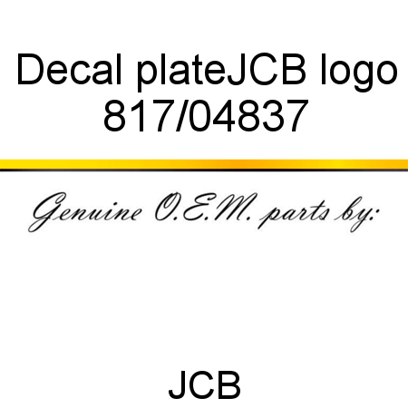 Decal, plate,JCB logo 817/04837