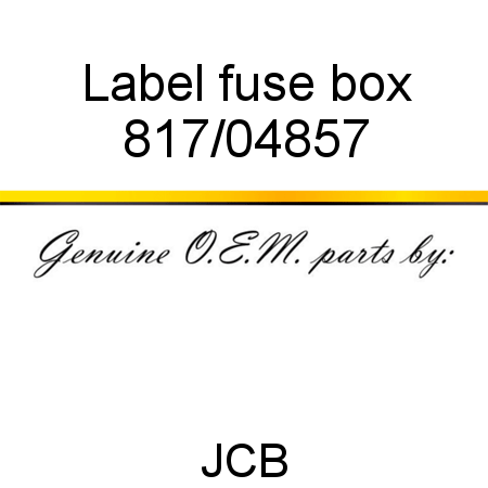Label, fuse box 817/04857