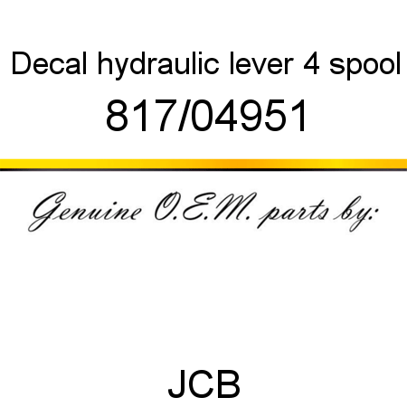 Decal, hydraulic lever, 4 spool 817/04951