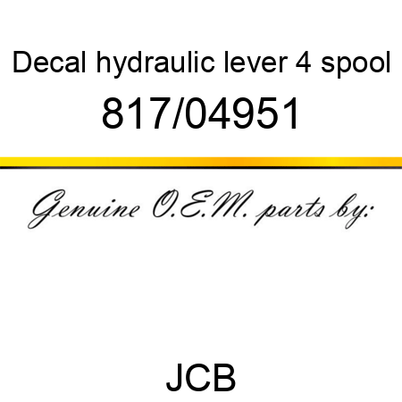 Decal, hydraulic lever, 4 spool 817/04951