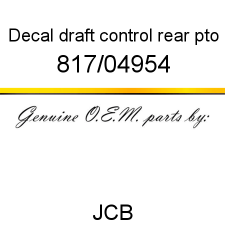 Decal, draft control, rear pto 817/04954