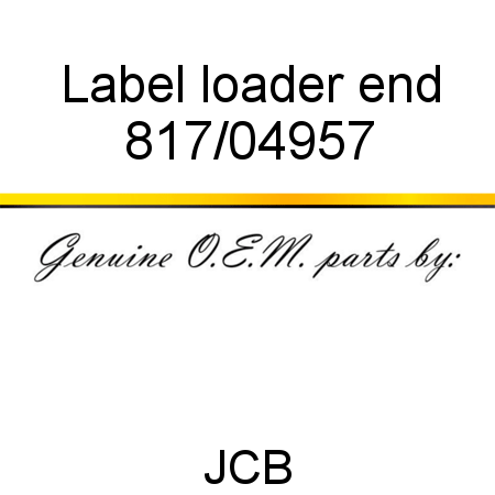 Label, loader end 817/04957