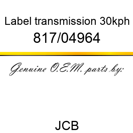 Label, transmission, 30kph 817/04964