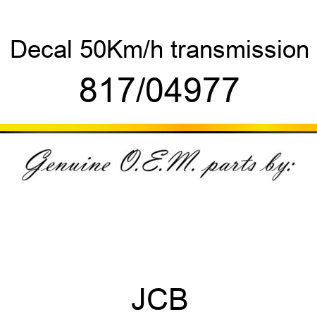 Decal, 50Km/h, transmission 817/04977