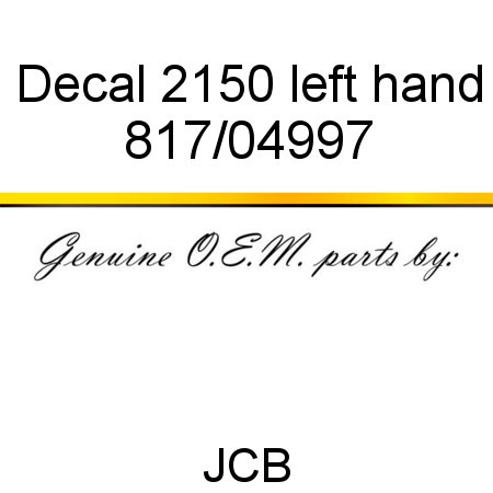 Decal, 2150, left hand 817/04997
